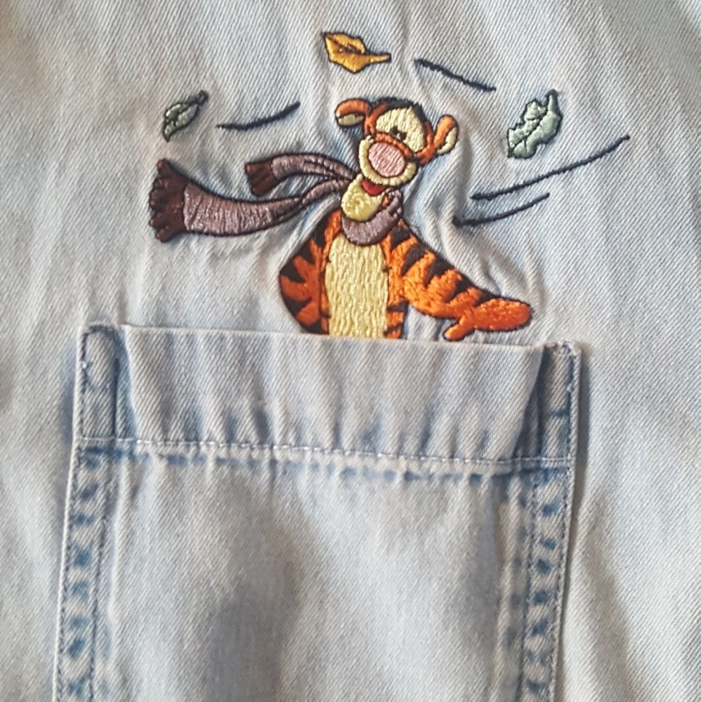 Embroidered Denim Tigger Button Up. Vintage .